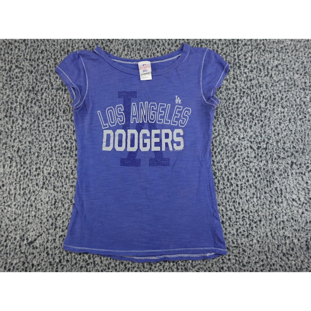 Campus Lifestyle Dodgers Graphic Tee Womens Small Blue MLB Slub Knit Top